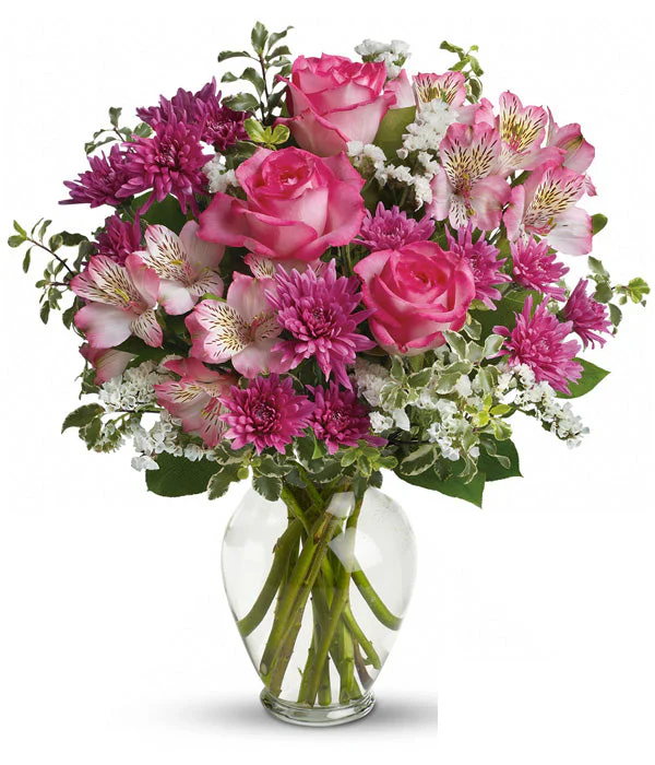 Bouquet "Pink Bliss" - Roses Rose, Lavande et Blanc