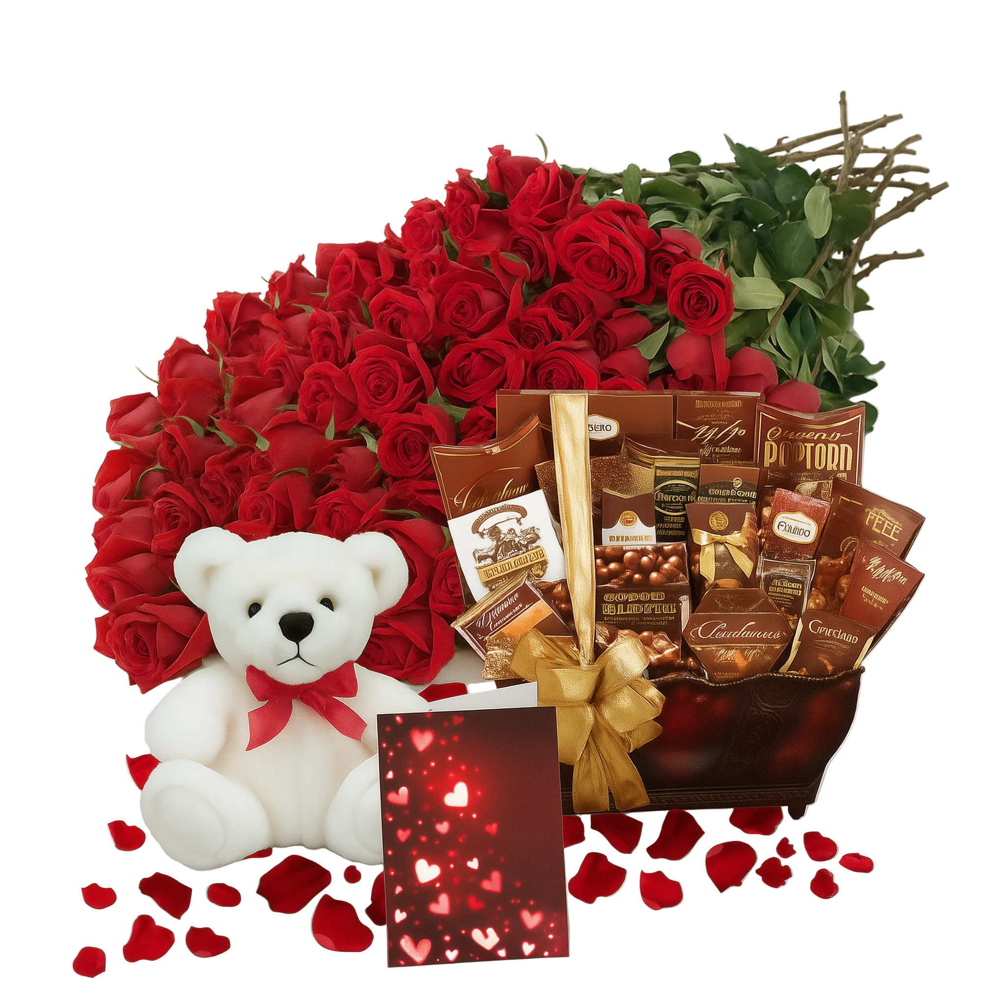 Ensemble Luxury de 100 Roses Rouges - Grand Geste Romantique