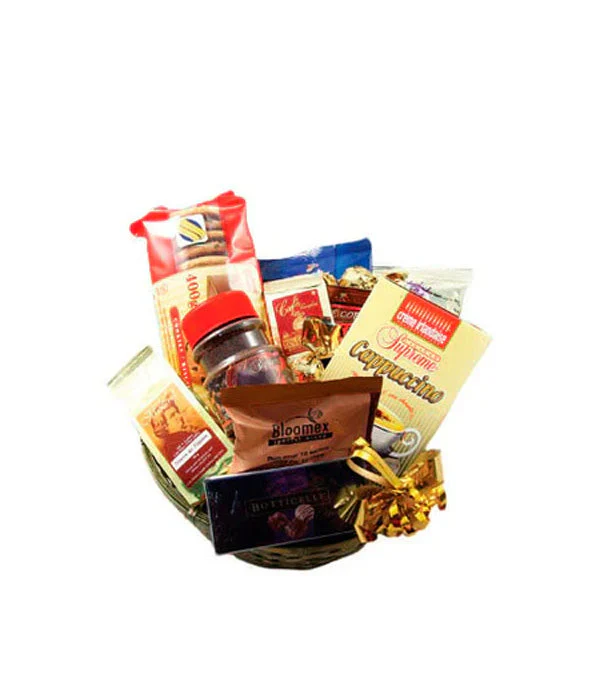 Panier Cadeau Gourmet - Café, Biscuits et Truffes - Toutes Occasions
